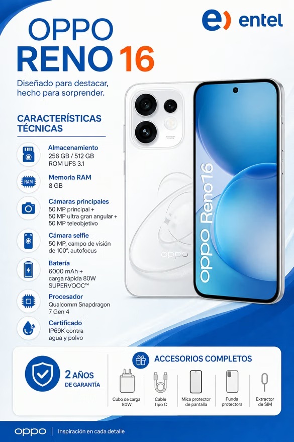 Ficha de características OPPO Reno16
